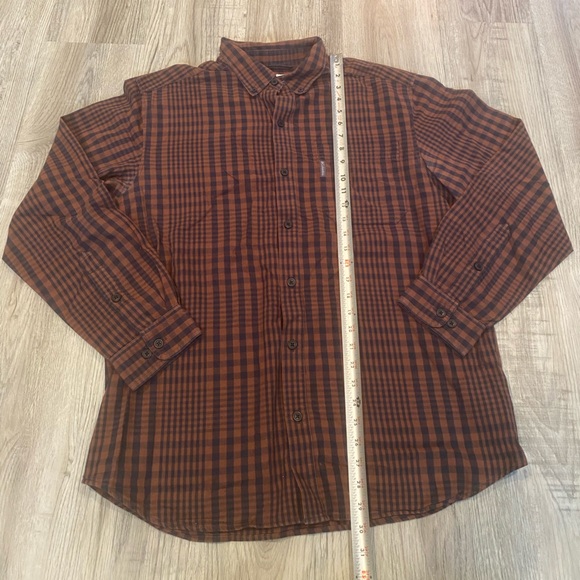Columbia Men's Plaid Flannel Button Down Long Sleeve Shirt Large Brown - Picture 4 of 6